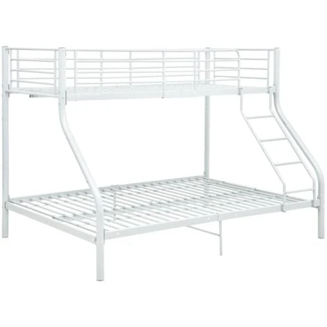 Letto A Castello Bianco In Metallo 140x200 Cm/90x200 Cm VidaXL 3 Letto A Castello Bianco In Metallo 140x200 Cm/90x200 Cm VidaXL