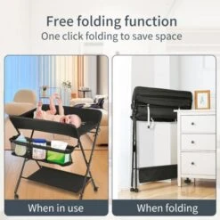 Estraibili Letto Lettino, Tavolo Per Pannolini, Tavolo Per La Cura Del Bambino, Tavolo Per Neonati, Multifunzione Pieghevole Sicurezza,nero -Cameretta Per Bambini 20228926 3