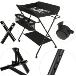 Estraibili Letto Lettino, Tavolo Per Pannolini, Tavolo Per La Cura Del Bambino, Tavolo Per Neonati, Multifunzione Pieghevole Sicurezza,nero -Cameretta Per Bambini 20228926 4