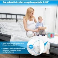COSTWAY Sponda Di Sicurezza Da Letto, Paracolpi Barriera Letto Pieghevole Per Bambini, In Spugna, Varie Lunghezze Disponibili (Bianco, 120x40x42cm) -Cameretta Per Bambini 20558137 5