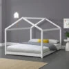 Letto Per Cameretta 'Cerro' A Forma Di Casetta 120 X 200 Cm Letto 1 Piazza E Mezza In Legno Di Pino Stile Montessori - Bianco [en.casa] -Cameretta Per Bambini 21945208 1