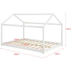 Letto Per Cameretta 'Cerro' A Forma Di Casetta 120 X 200 Cm Letto 1 Piazza E Mezza In Legno Di Pino Stile Montessori - Bianco [en.casa] -Cameretta Per Bambini 21945208 4