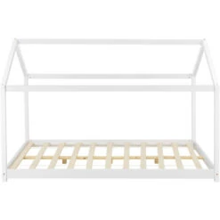 Letto Per Cameretta 'Cerro' A Forma Di Casetta 120 X 200 Cm Letto 1 Piazza E Mezza In Legno Di Pino Stile Montessori - Bianco [en.casa] -Cameretta Per Bambini 21945208 5