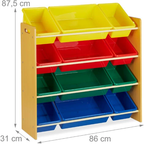 Relaxdays Scaffale Portagiochi, Per La Cameretta Dei Bambini, 12 Box, Mobile Portaoggetti, HLP: 87,5x86 X31 Cm, Colorato 6 Relaxdays Scaffale Portagiochi, Per La Cameretta Dei Bambini, 12 Box, Mobile Portaoggetti, HLP: 87,5x86 X31 Cm, Colorato - immagine 4