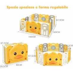 COSTWAY Box Recinto Per Bambini Da Giocare, Pieghevole Con 14 Pannelli, Con Porta E Giochi Multipli (160 X 169 X 67 Cm) -Cameretta Per Bambini 23251196 5