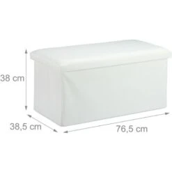 Relaxdays Panca Con Contenitore, Effetto Similpelle, Imbottita, Corridoio, Camera Da Letto, HLP 38x76,5x38,5 Cm, Bianco -Cameretta Per Bambini 23531076 4
