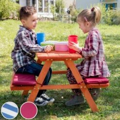 Panca Da Picnic Per Bambini Con Cuscini Morbidi - Arredo Giardino, Arredamento Da Giardino, Set Da Giardino -Cameretta Per Bambini 23672073 2