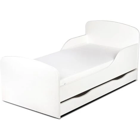 Letto Per Bambini In Legno Con Cassetto E Materasso Dimensioni:140x70 Colore Bianco 3 Letto Per Bambini In Legno Con Cassetto E Materasso Dimensioni:140x70 Colore Bianco