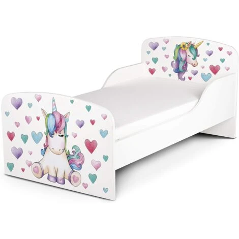 Letto Per Bambini In Legno Con Materasso 140x70 Motivo: Unicorno 3 Letto Per Bambini In Legno Con Materasso 140x70 Motivo: Unicorno