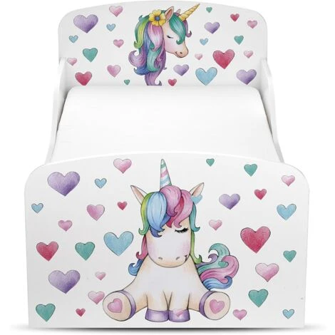 Letto Per Bambini In Legno Con Materasso 140x70 Motivo: Unicorno 4 Letto Per Bambini In Legno Con Materasso 140x70 Motivo: Unicorno - immagine 2