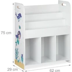 Relaxdays Scaffale Porta Giochi, Libri E Giocattoli, Bimbe E Bimbi, Immagine Sirena, Organizer, PB, 75x62x29 Cm, Bianco -Cameretta Per Bambini 23699207 4