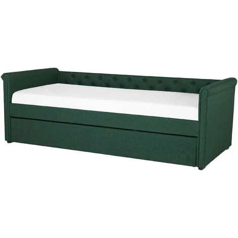 Divano Letto Estraibile Tessuto Verde Scuro Rete A Doghe 80 X 200 Cm Libourne 6 Divano Letto Estraibile Tessuto Verde Scuro Rete A Doghe 80 X 200 Cm Libourne - immagine 4