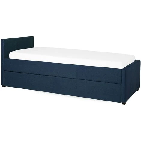 Divano Letto Estraibile In Tessuto Blu Navy Rete A Doghe 80 X 200 Cm Marmande 6 Divano Letto Estraibile In Tessuto Blu Navy Rete A Doghe 80 X 200 Cm Marmande - immagine 4