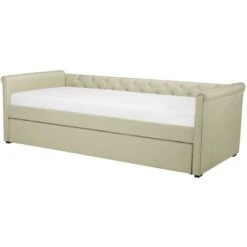 Divano Letto Estraibile In Tessuto Beige Con Rete A Doghe 80 X 200 Cm Libourne -Cameretta Per Bambini 23970899 4