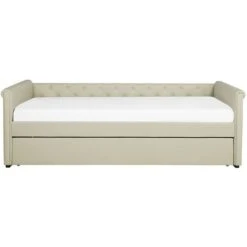Divano Letto Estraibile In Tessuto Beige Con Rete A Doghe 80 X 200 Cm Libourne -Cameretta Per Bambini 23970899 5