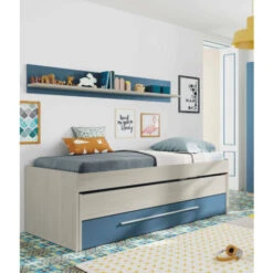 Dmora Letto Singolo Sunnyvale, Struttura Letto Per Cameretta, Letto Singolo Con Lettino Estraibile E Cassettone E Mensola Abbinata, Cm 199x96h65, Bianco E Blu, Con Imballo Rinforzato 8 Dmora Letto Singolo Sunnyvale, Struttura Letto Per Cameretta, Letto Singolo Con Lettino Estraibile E Cassettone E Mensola Abbinata, Cm 199x96h65, Bianco E Blu, Con Imballo Rinforzato -Cameretta Per Bambini 23993184 2