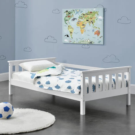 Letto Per Bambini Con Testiera E Pediera 70x140 Cm Letto Di Design Moderno In Legno Di Pino - Bianco 3 Letto Per Bambini Con Testiera E Pediera 70x140 Cm Letto Di Design Moderno In Legno Di Pino - Bianco