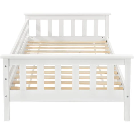 Letto Per Bambini Con Testiera E Pediera 70x140 Cm Letto Di Design Moderno In Legno Di Pino - Bianco 7 Letto Per Bambini Con Testiera E Pediera 70x140 Cm Letto Di Design Moderno In Legno Di Pino - Bianco - immagine 5