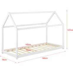 Letto Per Bambino A Forma Di Casetta 70x140 Cm Lettino Di Design Struttura In Legno In Stile Montessori - Bianco -Cameretta Per Bambini 24061679 3