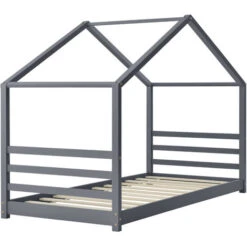 Letto Per Bambino / Gioventú A Forma Di Casetta 90 X 200 Cm Lettino Di Design Moderno Struttura In Legno - Grigio Scuro -Cameretta Per Bambini 24115069 4