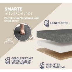 Cassapanca Con Coperchio Baule Ripiegabile Box Per Giochi Poggiapiedi Contenitore L - Grigio Scuro -Cameretta Per Bambini 24528871 4