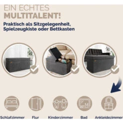Cassapanca Con Coperchio Baule Ripiegabile Box Per Giochi Poggiapiedi Contenitore L - Grigio Scuro -Cameretta Per Bambini 24528871 5