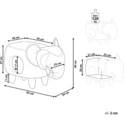 Pouf Contenitore Per Bambini In Tessuto Effetto Pelle Grigio Gambe Legno Jumbo -Cameretta Per Bambini 25981969 3