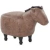 Pouf Per Bambini In Tessuto Effetto Pelle Marrone Scuro Gambe In Legno Horse -Cameretta Per Bambini 25981979 1