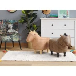 Pouf Per Bambini In Tessuto Effetto Pelle Marrone Scuro Gambe In Legno Horse 8 Pouf Per Bambini In Tessuto Effetto Pelle Marrone Scuro Gambe In Legno Horse -Cameretta Per Bambini 25981979 2