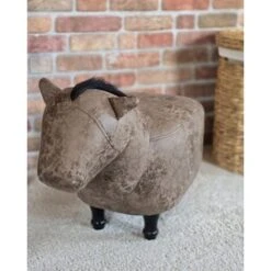 Pouf Per Bambini In Tessuto Effetto Pelle Marrone Scuro Gambe In Legno Horse 10 Pouf Per Bambini In Tessuto Effetto Pelle Marrone Scuro Gambe In Legno Horse -Cameretta Per Bambini 25981979 4