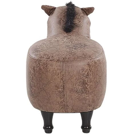 Pouf Per Bambini In Tessuto Effetto Pelle Marrone Scuro Gambe In Legno Horse 7 Pouf Per Bambini In Tessuto Effetto Pelle Marrone Scuro Gambe In Legno Horse - immagine 5