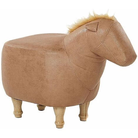 Pouf Per Bambini In Tessuto Effetto Pelle Beige Con Gambe In Legno Horse 3 Pouf Per Bambini In Tessuto Effetto Pelle Beige Con Gambe In Legno Horse