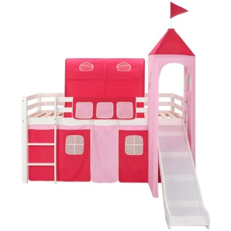 Hommoo Letto A Castello Per Bambini Scivolo E Scala In Pino 97x208cm VD22006 4 Hommoo Letto A Castello Per Bambini Scivolo E Scala In Pino 97x208cm VD22006 - immagine 2