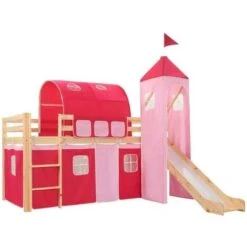 Hommoo Letto A Castello Per Bambini Scivolo E Scala In Pino 97x208cm VD22008