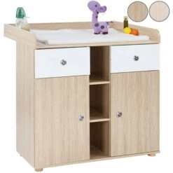 Nova Mobile Fasciatoio 2 Cassetti 3 Ripiani Aperti 2 Scomparti Con Ante In Rovere -Cameretta Per Bambini 26586260 4