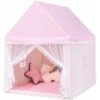 Tenda Da Gioco Casetta Per Bambini, Castello Giocattolo Tenda, Legno Cotone, 120x105x140 Cm (Rosa) -Cameretta Per Bambini 27940857 1