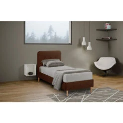 Letto Singolo 1 Piazza Nordico Tessuto E Legno 80x190 Friborg Twin Marrone -Cameretta Per Bambini 28006561 3