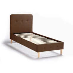 Letto Singolo 1 Piazza Nordico Tessuto E Legno 80x190 Friborg Twin Marrone -Cameretta Per Bambini 28006561 4