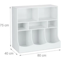 Relaxdays Scaffale Portagiochi Per Bambini, 75 X 80 X 40 Cm, Libreria Con 8 Scomparti, Mobile Arredo Cameretta, Bianco 10 Relaxdays Scaffale Portagiochi Per Bambini, 75 X 80 X 40 Cm, Libreria Con 8 Scomparti, Mobile Arredo Cameretta, Bianco -Cameretta Per Bambini 28417993 4
