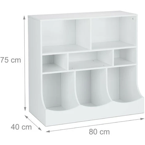 Relaxdays Scaffale Portagiochi Per Bambini, 75 X 80 X 40 Cm, Libreria Con 8 Scomparti, Mobile Arredo Cameretta, Bianco 6 Relaxdays Scaffale Portagiochi Per Bambini, 75 X 80 X 40 Cm, Libreria Con 8 Scomparti, Mobile Arredo Cameretta, Bianco - immagine 4
