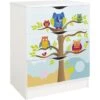 Casettiera Roma Bianca In Legno Con Cassetti - Motivo Gufi -Cameretta Per Bambini 28552119 1