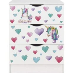 Casettiera Roma Bianca In Legno Con Cassetti - Motivo Unicorno -Cameretta Per Bambini 28552122 2