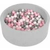 Selonis Piscina Soffice Per Bambini 90X30cm/200 Palline Rotonda, Grigio Ch:Bianco/Grigio/Rosa Ch -Cameretta Per Bambini 28825502 1