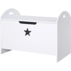 Homcom Baule Contenitore Portagiochi Per Cameretta Bambini In Legno Bianco 62 X 40 X 46.5cm