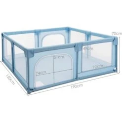 COSTWAY Box Per Bambini Centro Attività Portatile Per Neonati, Rete Traspirante, 190 X 150 X 70cm (Blu) -Cameretta Per Bambini 28990638 5
