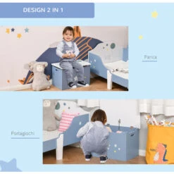 HOMCOM Cassapanca Baule Portagiochi In Legno Blu E Bianco Per Cameretta Bambini 11 HOMCOM Cassapanca Baule Portagiochi In Legno Blu E Bianco Per Cameretta Bambini -Cameretta Per Bambini 29444654 5