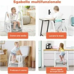 Sgabello A 2 Gradini Per Bambini, Scaletta Alzabimbo Antiscivolo, Per Cucina Bagno, In Plastica, Capacita Di Carico 50kg -Cameretta Per Bambini 29611759 4