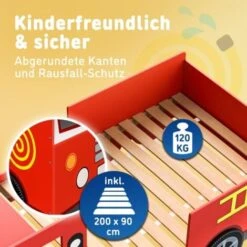 Letto Per Bambini Lettino Design Vigili Del Fuoco Stile Pompieri 200x90 Cm Legno Con Rete A Doghe Ruote 3D Sirena E Manubrio 10 Letto Per Bambini Lettino Design Vigili Del Fuoco Stile Pompieri 200x90 Cm Legno Con Rete A Doghe Ruote 3D Sirena E Manubrio -Cameretta Per Bambini 29666285 4