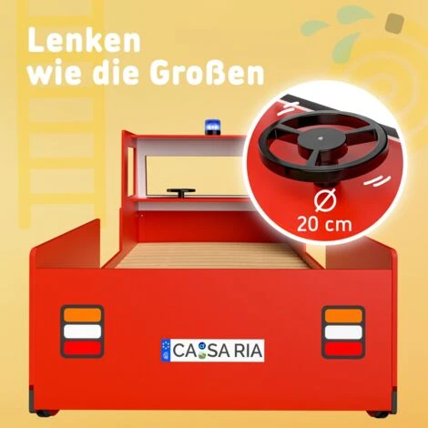 Letto Per Bambini Lettino Design Vigili Del Fuoco Stile Pompieri 200x90 Cm Legno Con Rete A Doghe Ruote 3D Sirena E Manubrio 7 Letto Per Bambini Lettino Design Vigili Del Fuoco Stile Pompieri 200x90 Cm Legno Con Rete A Doghe Ruote 3D Sirena E Manubrio - immagine 5