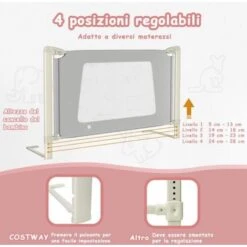 Barriera Letto Altezza Regolabile, Sponda Di Sicurezza Per Bambini Spondina Letto Anti Caduta (150cm) -Cameretta Per Bambini 30679822 3